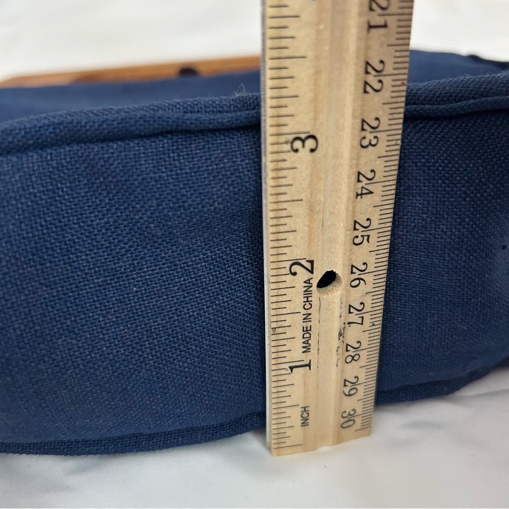 Trimingham’s  Bermuda bag Vintage Blue Handbag wood handle Monogram C purse MCM - Picture 8 of 16